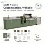 Stainless Steel Outdoor Kitchen Cabinet Set Weatherproof with Sink and Fridge for BBQ Grills Black Design