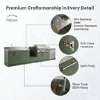 Stainless Steel Outdoor Kitchen Cabinet Set Weatherproof with Sink and Fridge for BBQ Grills Black Design