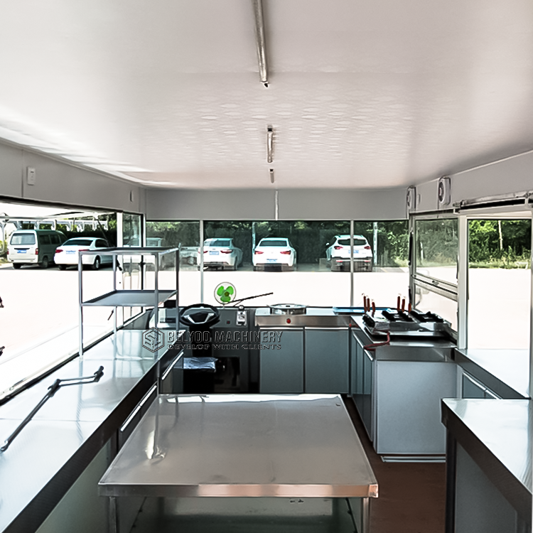 Factory Price Custom Food Bus Mobile Kitchen Food Van Juice Vending Car Fast Food Truck Electric Hot Dog Cart with Grill