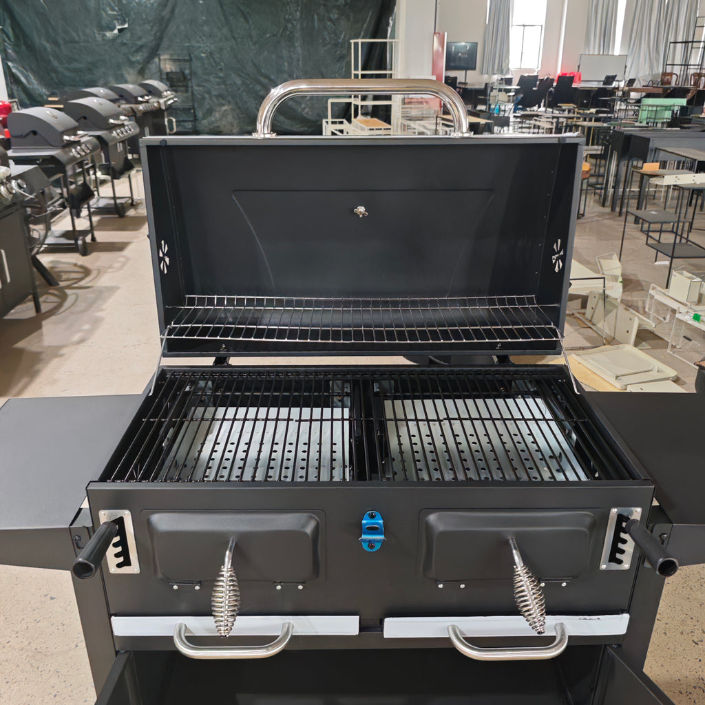Large Royal Backyard Adjustable Height Bbq Grill Smoker Barbecue Charcoal Grill With Chimney and Thermometer
